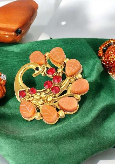 Peacock Shaped Studded Weeding Brooch