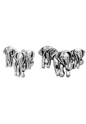 Men Silver Plated Elephant Family Statement Brooch