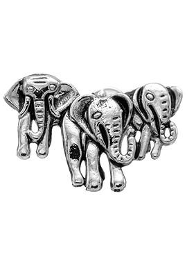 Men Silver Plated Elephant Family Statement Brooch