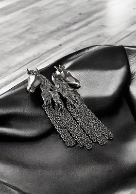 Dual Horse Shaped Tassel Chain Shervani Brooch