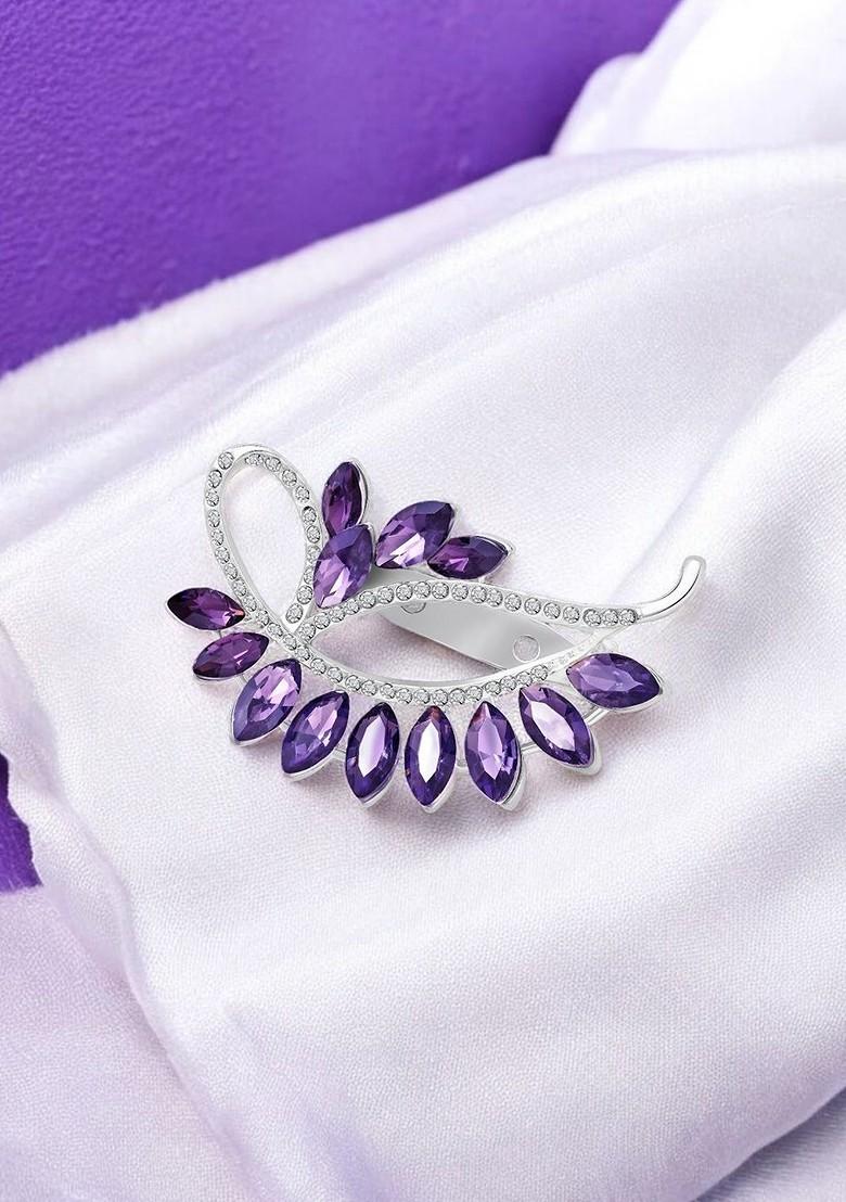 Elegant Floral Stone Studded Lapel Pin Brooch