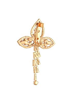 Women Rose Gold Toned Stone Studded Flower Brooch
