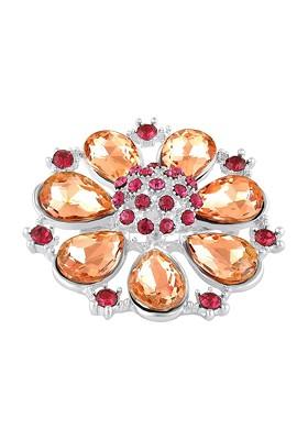 Women Floral Stone Studded Lapel Pin Brooch