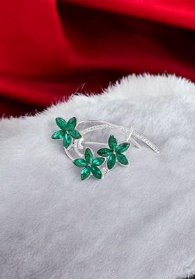 Women Floral Shaped Stone Studded Saree Pin Brooch