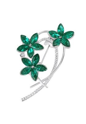 Women Floral Shaped Stone Studded Saree Pin Brooch