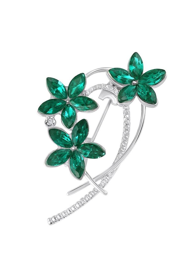 Women Floral Shaped Stone Studded Saree Pin Brooch
