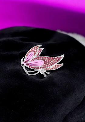 Meenakari Work Enamel Stone Studded Butterfly Shaped Lapel Pin