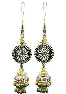 Set Of 2 Embellished Tassel Latkan Brooches - Indya