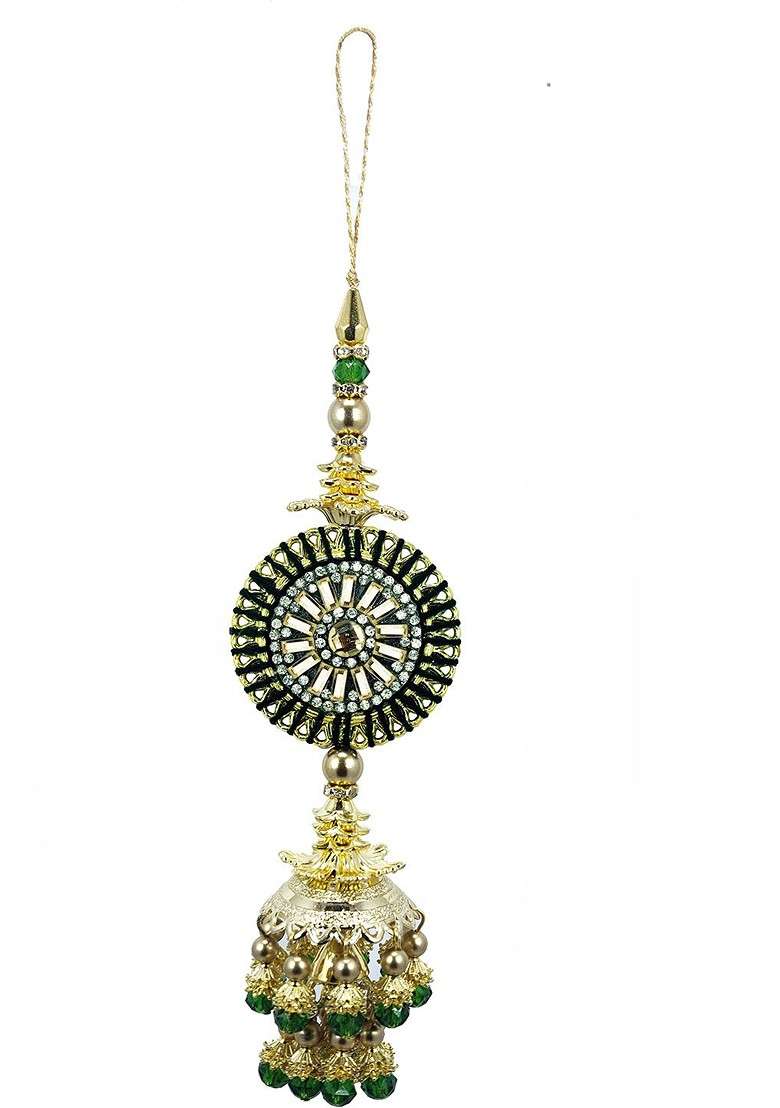 Set Of 2 Embellished Tassel Latkan Brooches - Indya