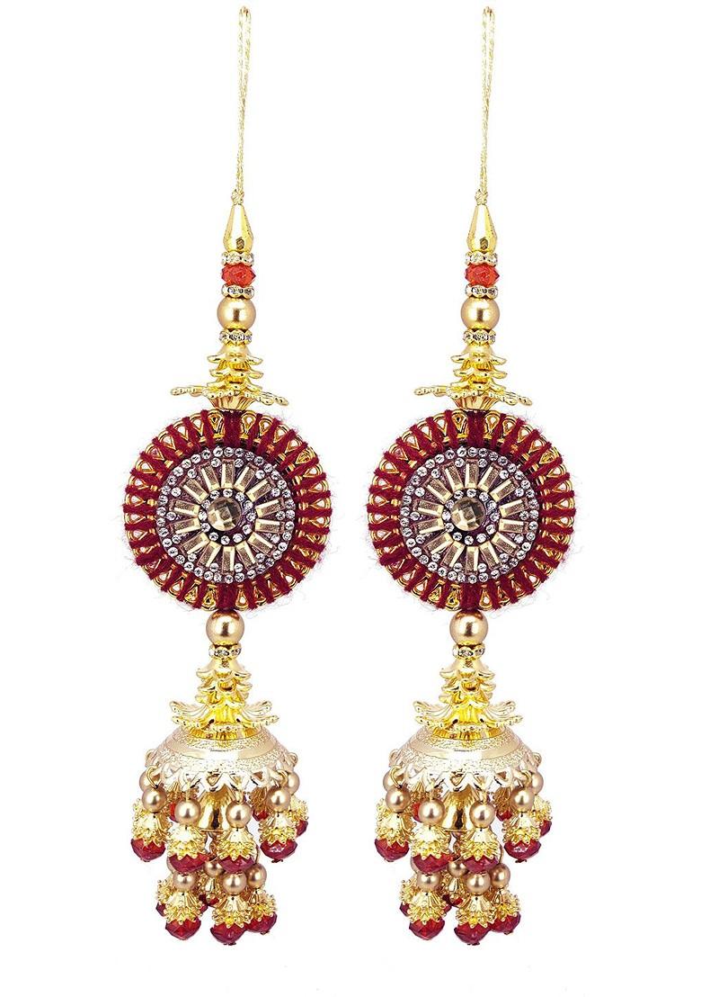 Set Of 2 Stone Studded Beaded Brooches