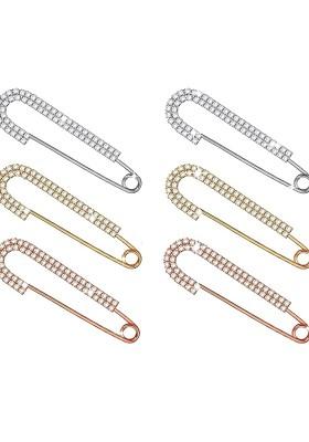 6 Pcs Gold Silver Rosegold Plated Rhinestone Safety Saree Pleats Pin Brooch