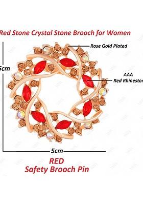 Rose Gold Plated Stone Studded Safety Saree Pleats Pin Floral Brooch