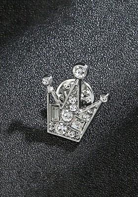 Men Crown Charm Gemstone Chest Brooch