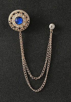 Men Crystal Lapel Pin Tassel Brooch