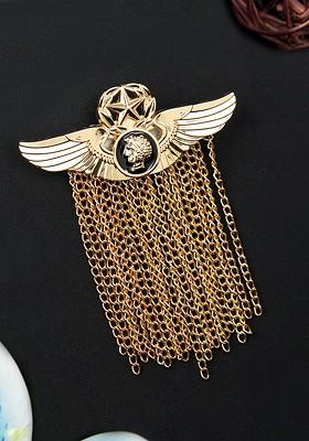 Alloy Winged Crowned Monarch Charm Brooch