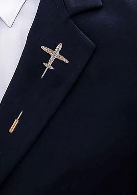 Men Cubic Zirconia Studded Minimal Lapel Pin