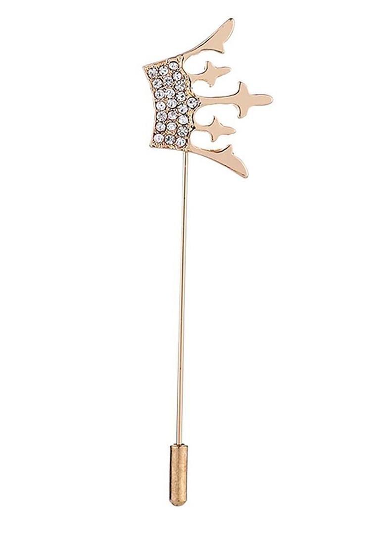 Men Cubic Zirconia Studded Minimal Lapel Pin