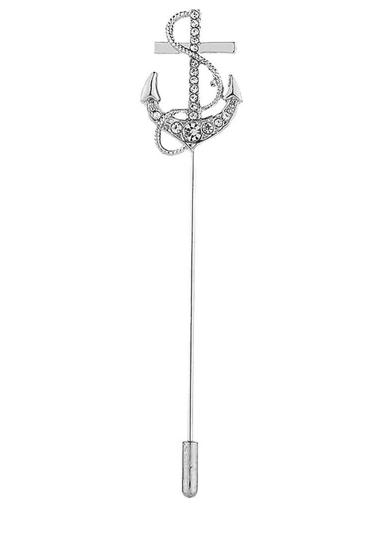 Men Cubic Zirconia Studded Minimal Lapel Pin