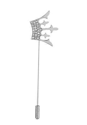 Men Cubic Zirconia Studded Minimal Lapel Pin