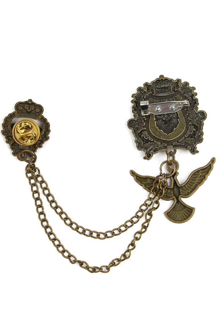 Men Azure Pride Eagle Crest Statement Brooch