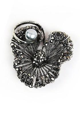 Men Stone Studded Pearl Beaded Statement Brooch