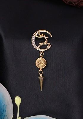 Men Deer Circle Stone Studded Statement Brooch