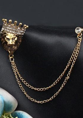 Men Regal Pride Stone Studded Statement Brooch