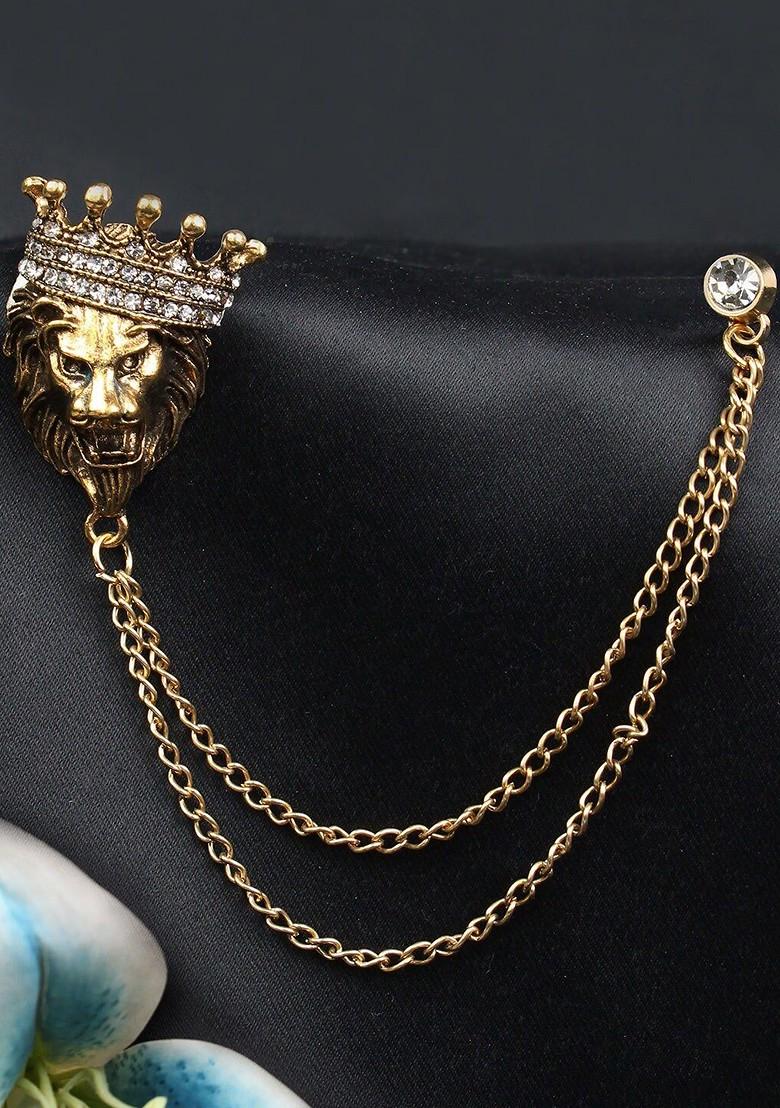 Men Regal Pride Stone Studded Statement Brooch