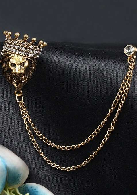 Men Regal Pride Stone Studded Statement Brooch