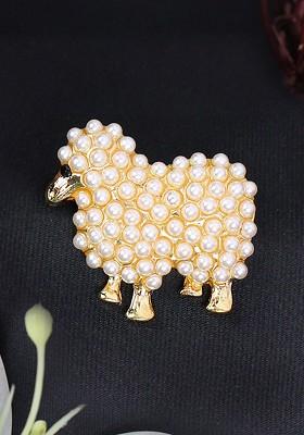 Men Fleece Beaded Statement Brooch