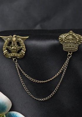 Men Royal Linkage Crown Caten Statement Brooch
