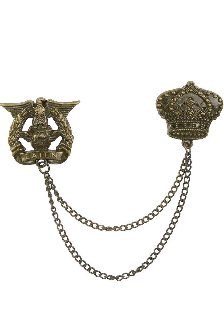Men Royal Linkage Crown Caten Statement Brooch