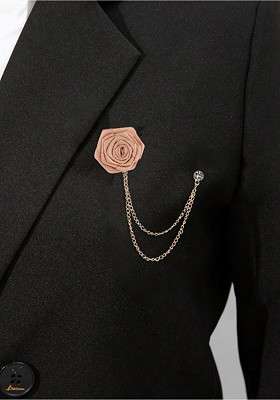 Unisex Floral Brooch With Chain - Indya