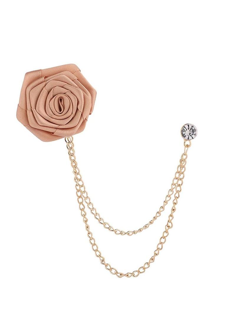 Unisex Floral Brooch With Chain