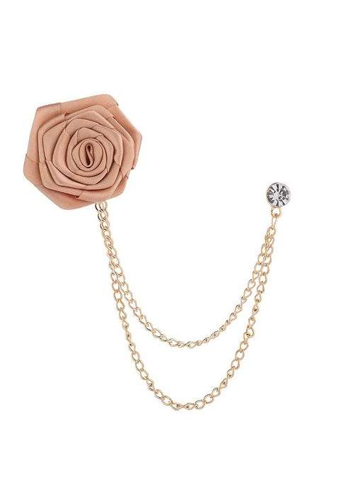 Unisex Floral Brooch With Chain