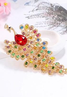 Women Crystal Peacock Brooch Pin