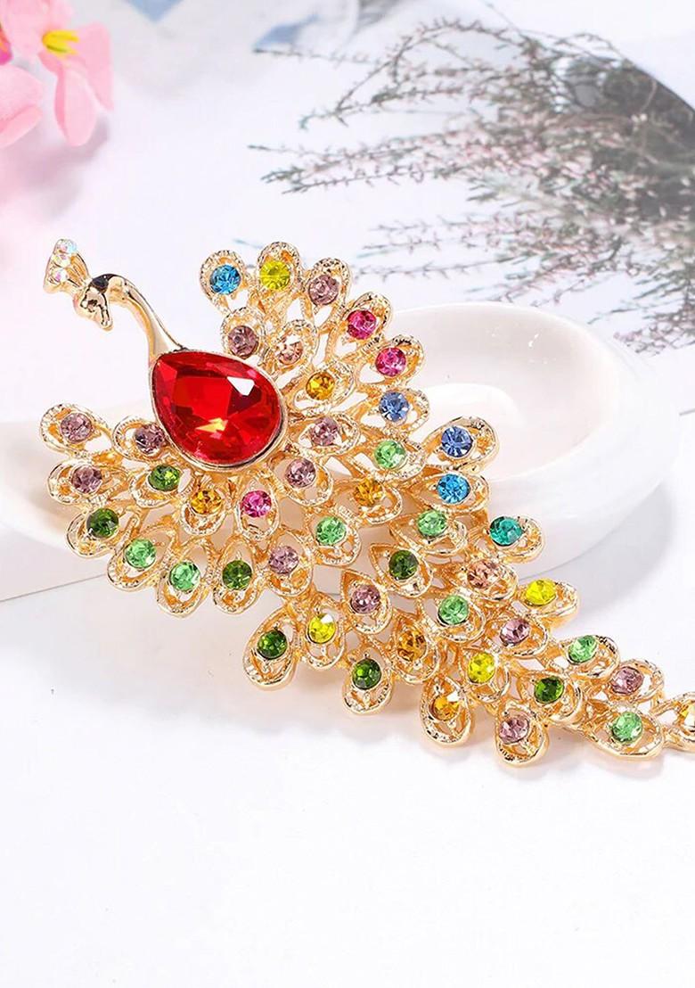 Women Crystal Peacock Brooch Pin