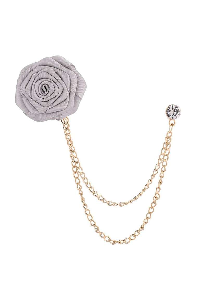 Unisex Flower Brooch Pin With Chain - Indya