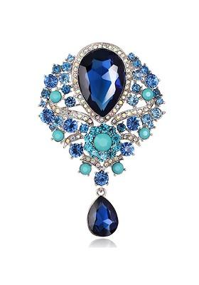Women Crystal Glass Pendant Brooch