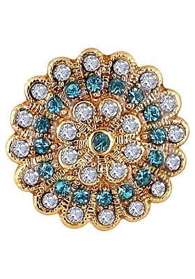 Women Stones Studded Beaded Floral Brooch