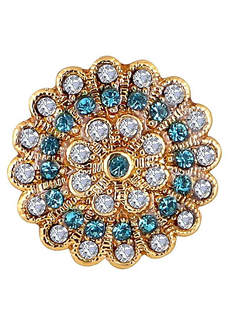 Women Stones Studded Beaded Floral Brooch