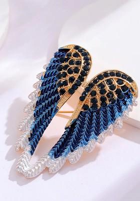 Women Crystal Rhinestone Angel Wings Pin Brooch