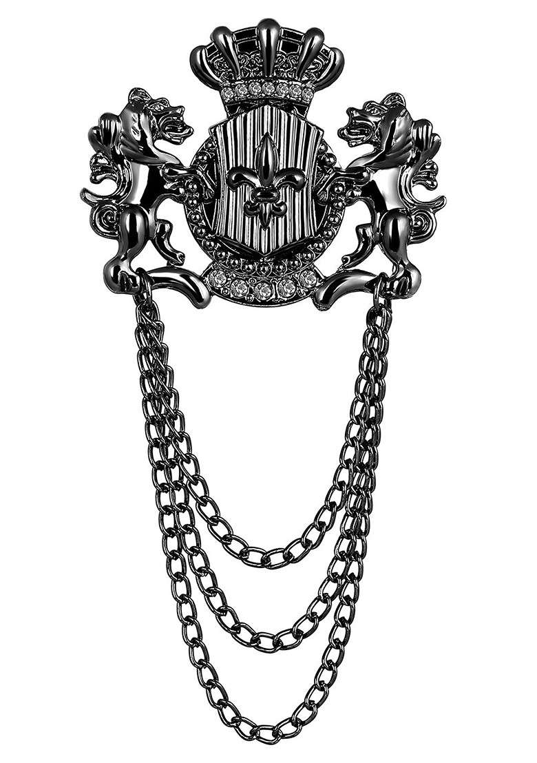 Men Unicorns Shaped Chain Brooch - Indya