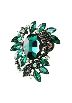 Women Crystal Glass Embellished Brooch
