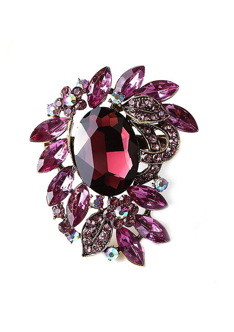 Crystal Glass Studded Brooch