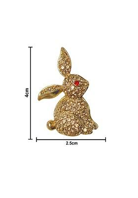 Stones Studded Rabbit Charm Brooch