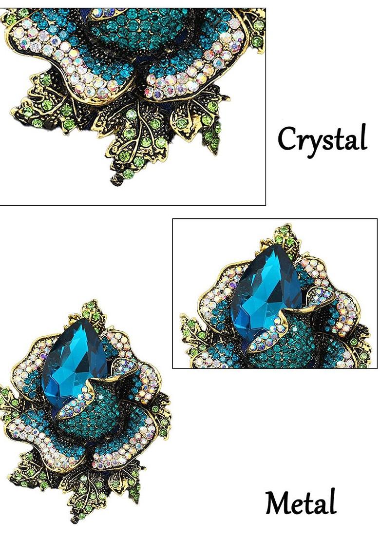 Floral Charm Stones Studded Brooch