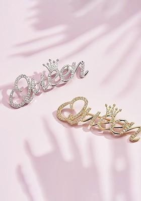 Silver Crystals Studded Brooch