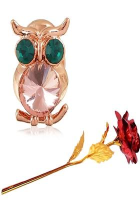 Stone Studded Brooch Artificial Rose