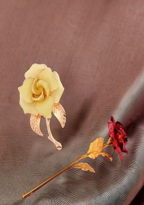 Flower Brooch With Artificial Rose